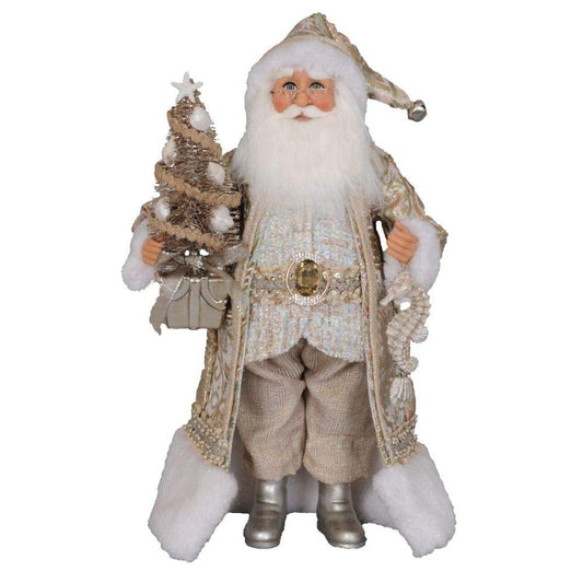 Karen Didion Christmas Champagne Coastal Santa Figurine - Collectible Holiday Tabletop, Centerpiece or Shelf Decoration