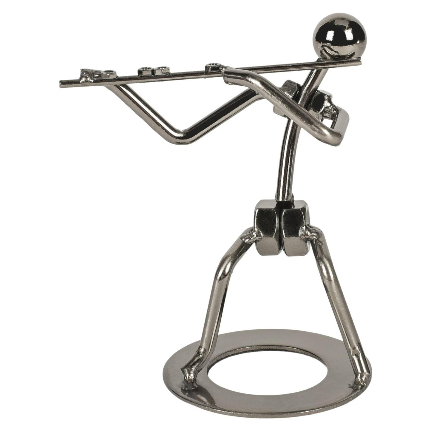 Broadway Gifts Co Silver Tone Polished Flutist 6 inch Metal Table Top Figurine