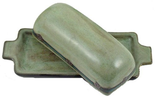 Mara Ceramic Stoneware Antique Green Butter Dish with Lid