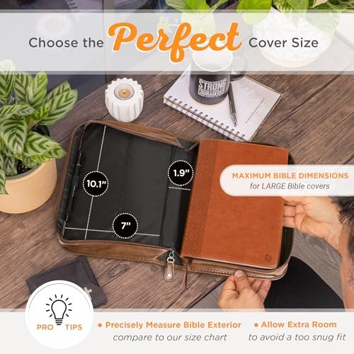 Christian Art Gifts Men's Classic Bible Cover Trust in The Lord Proverbs 3:5, Brown Faux Leather