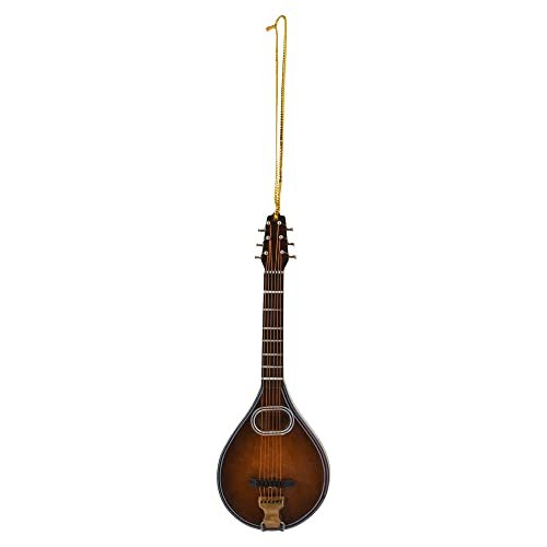Broadway Gifts Co Golden String Mandolin 5 inch Wood Hanging Ornament