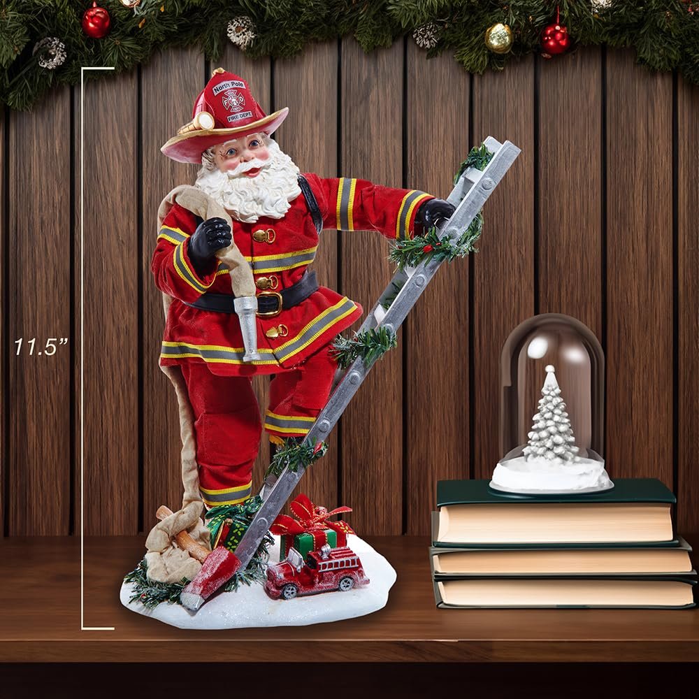Kurt Adler 11.5-inch Fabriché™ Fireman Santa On Ladder
