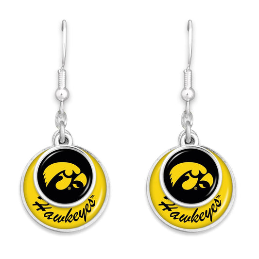 Iowa Hawkeyes Stacked Disk Earrings Jewelry Gift Licensed IU