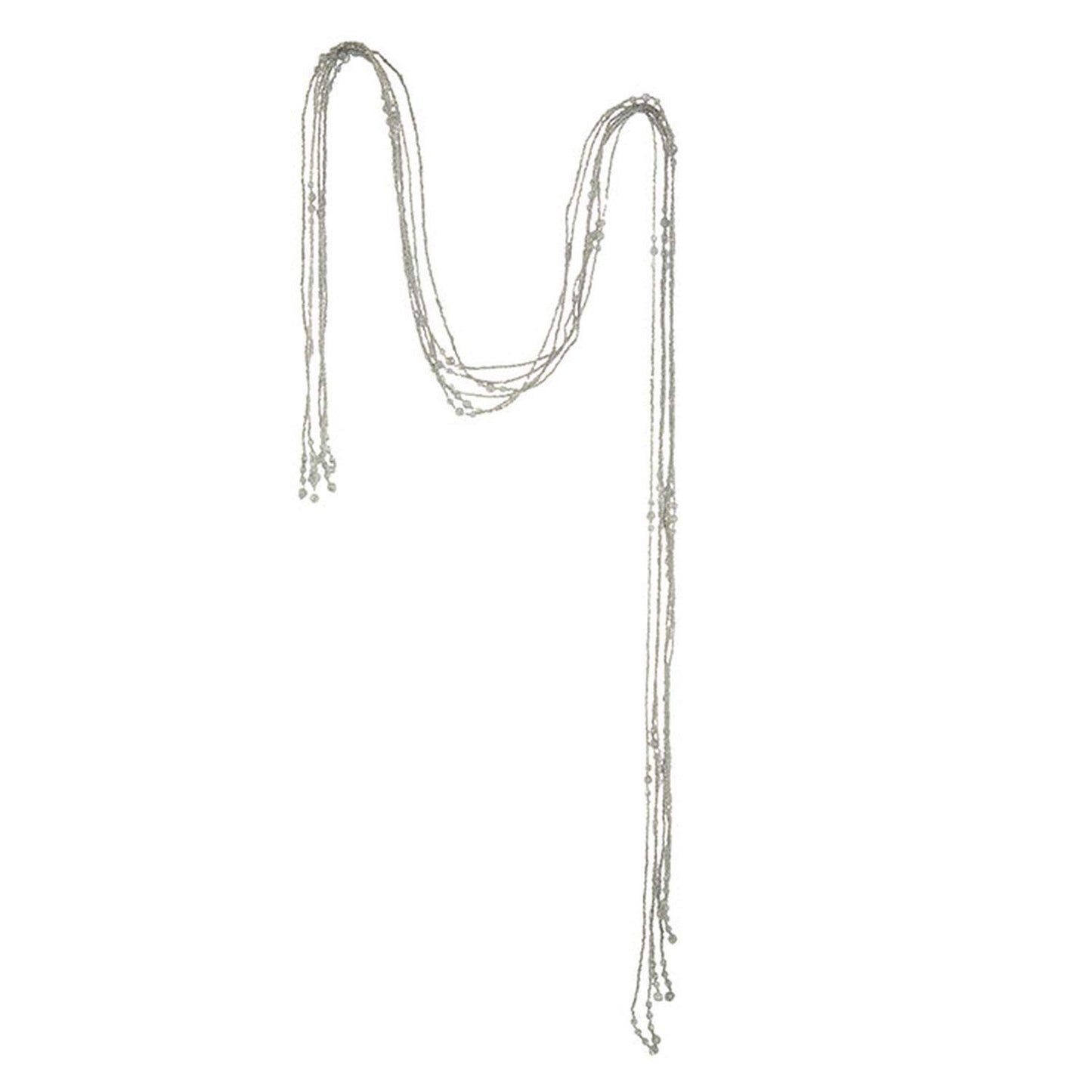 RAZ Imports Happy Hollydays 5' Silver Glittered Beaded Garland