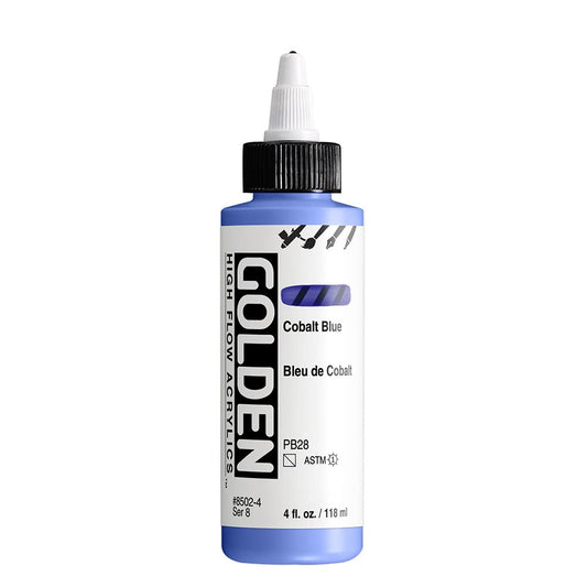 GOLDEN High Flow Acrylics, Cobalt Blue, 4 fl. oz. Bottle, Professional Acrylic Paint, Semi-Transparent