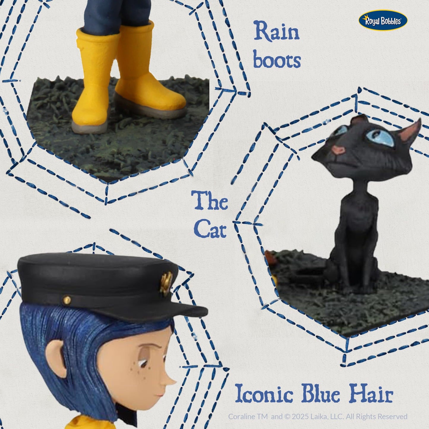 Royal Bobbles Coraline with The Cat – 6.5 Inches Tall – Collectible Bobblehead Statue