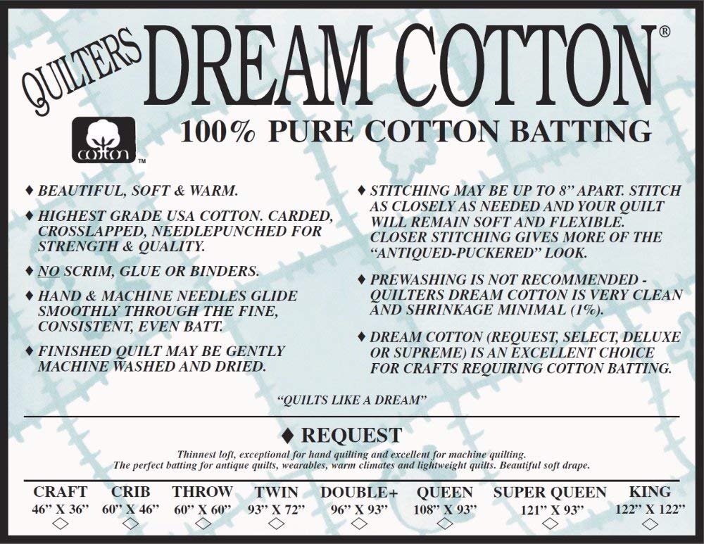 Quilter's Dream Request Light Batting for Quilting (White, Craft)