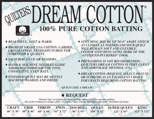 Quilter's Dream Request Light Batting for Quilting (White, Craft)