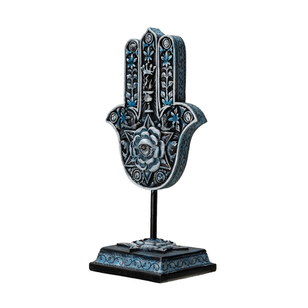 Pacific Giftware Hamsa Hand Statue Mystical Protection Symbol with Floral and Celestial Accents Ideal for Spiritual Home Decor Indoor Living Room Decor