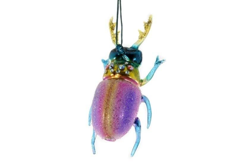 Rainbow Staghorn Beetle | Cody Foster Vintage-Inspired Glass Blown Collectible Christmas Ornament