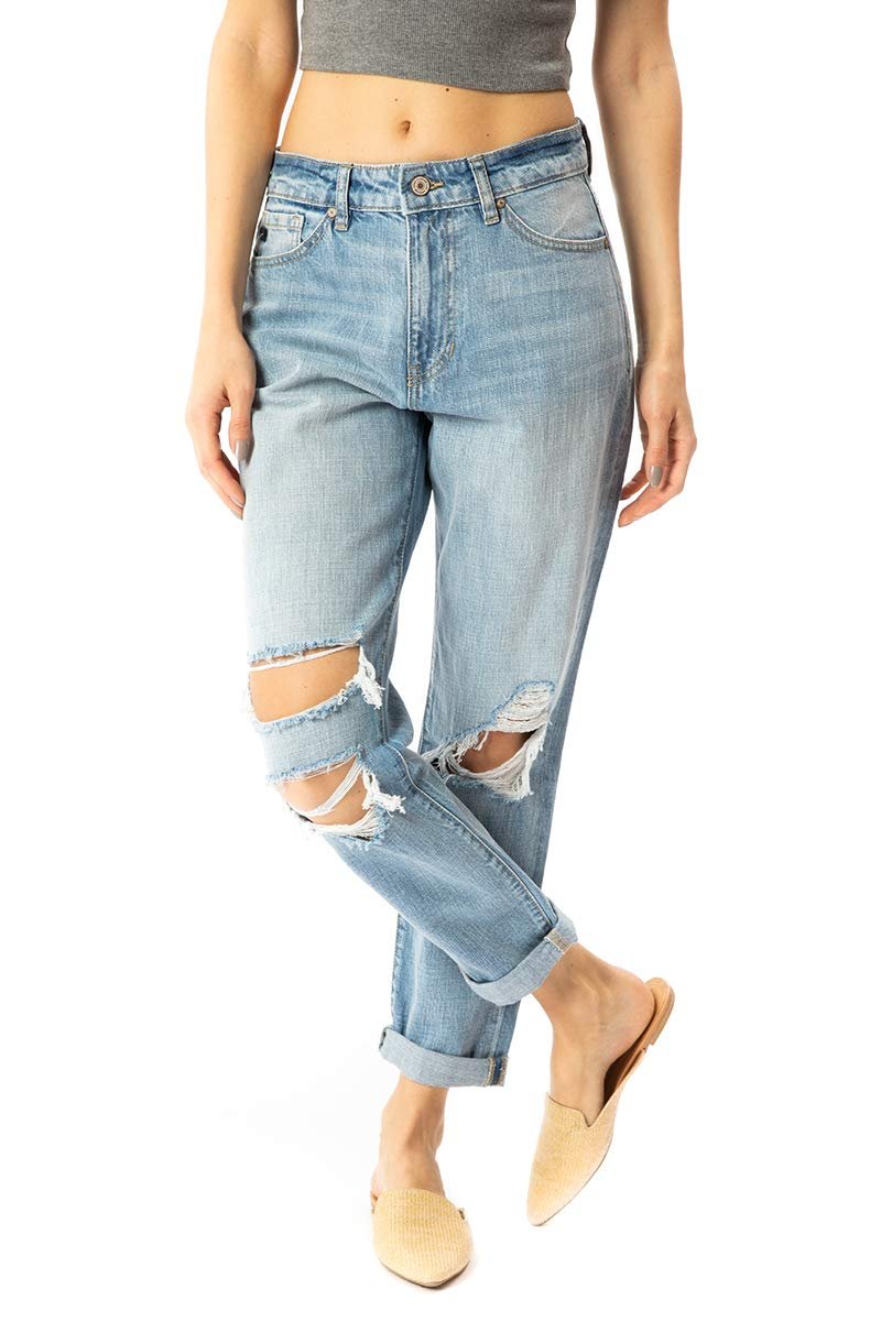Kan Can Women's High Rise Mom Jeans