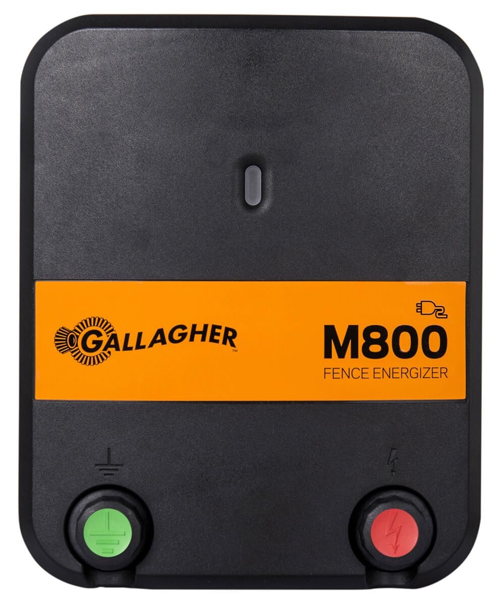 Gallagher M800 Electric Fence Charger | Powers Up to 90 Miles / 520 Acres of Clean Fence | 8.0 Joule 110 Volt Energizer for Livestock, Pastures, and Wildlife Exclusion