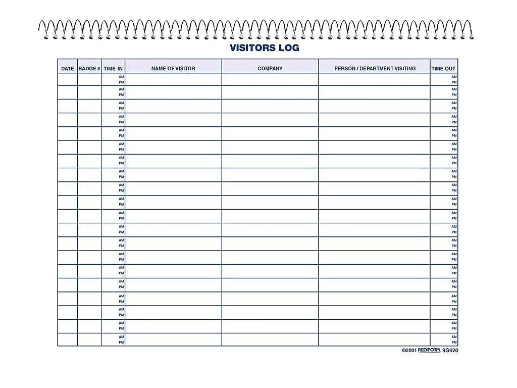 Rediform 9G620 Visitors Log Book,1000 Entries,Wire,50 Pgs,11-Inch x8-1/2-Inch,White