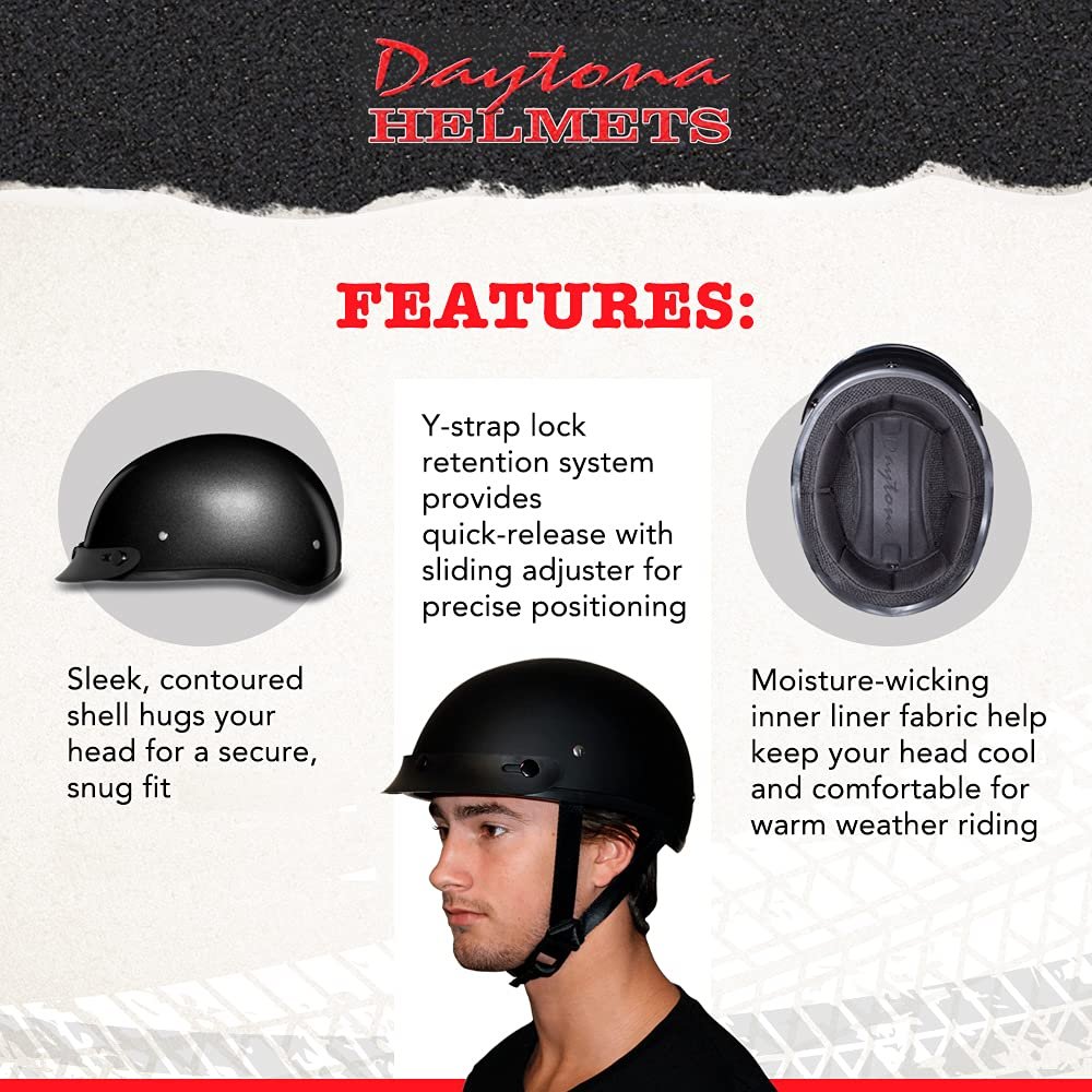 Daytona Helmets Half Skull Cap Motorcycle Helmet – DOT Approved [Graphics]…