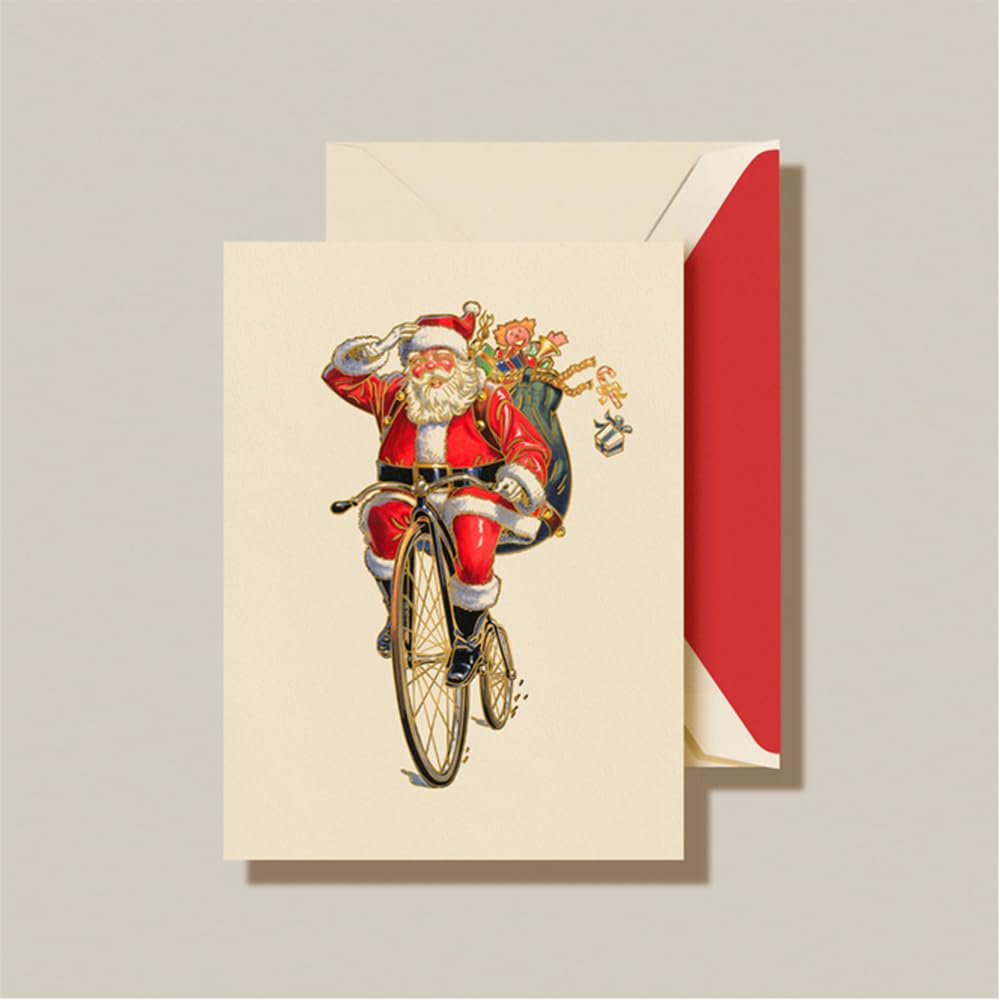 Crane & Co. Penny Farthing Santa Greeting Card 10 cards / 10 lined envelopes