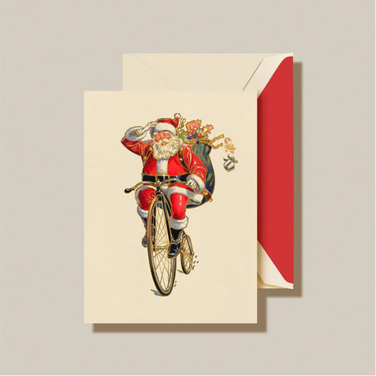 Crane & Co. Penny Farthing Santa Greeting Card 10 cards / 10 lined envelopes