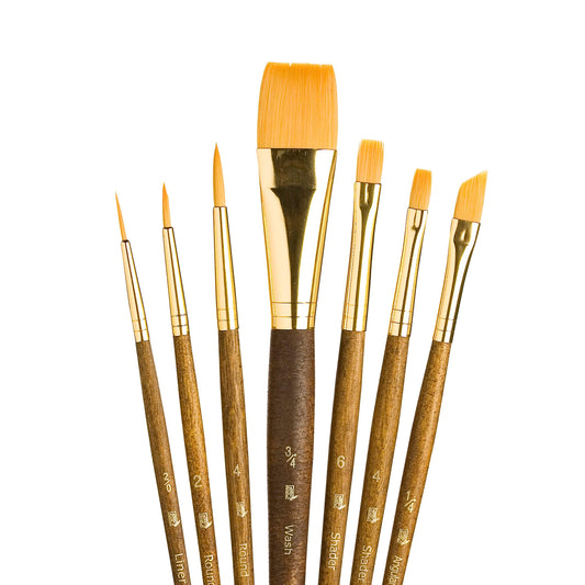 Synthetic Gold Taklon Real Value Brush Set-7/Pkg