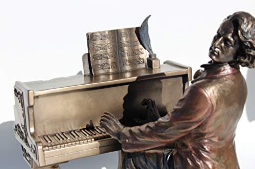 Religious Gifts Polish Music Composer Frederic Chopin Playing Piano 8 3/4 Inch Cold Cast Bronze Figurine Statue