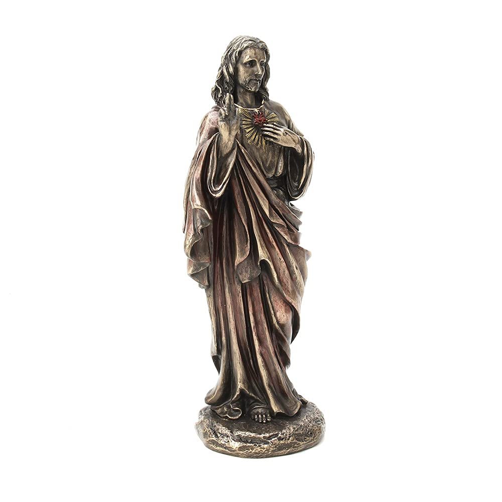 Veronese Design 8 1/4" Tall Sacred Heart of Jesus Cold Cast Bronzed Resin Statue Religious Sculpture Home Decor Gift