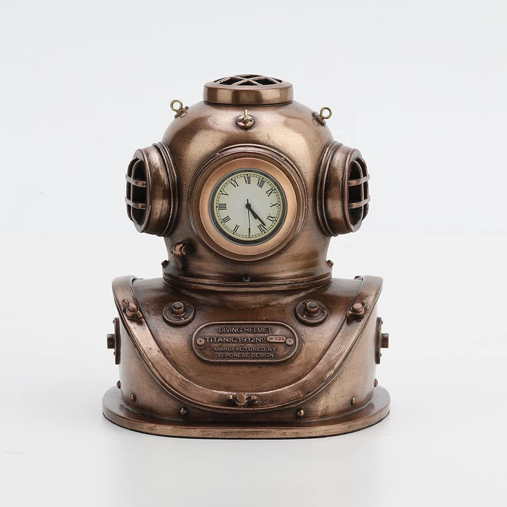 Veronese Design 5 1/4 Inch Classic Diving Helmet Clock Steampunk Figurine Gifts Statue