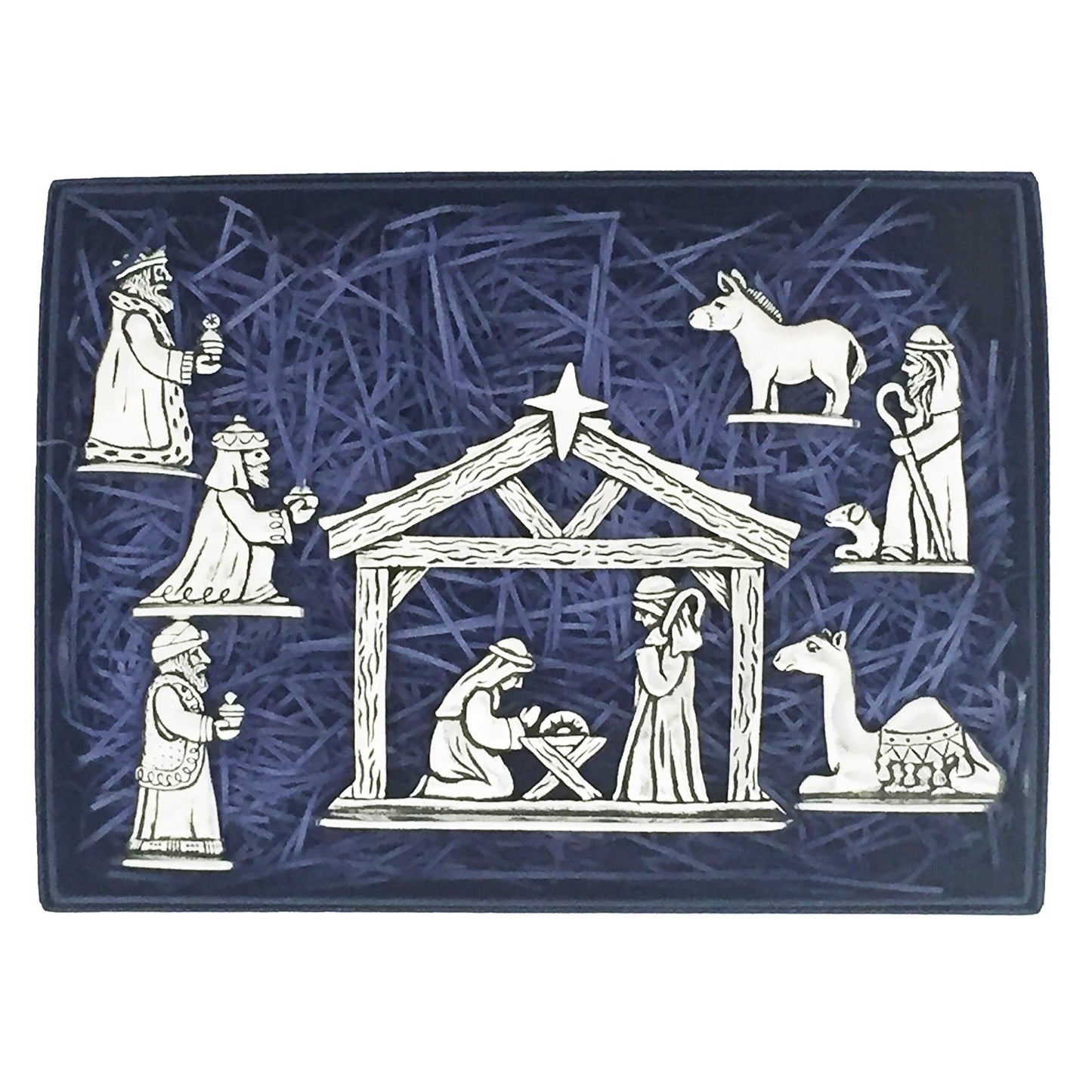 Basic Spirit Nativity Set Pewter Handcrafted Figurine 7 Piece Gift Box
