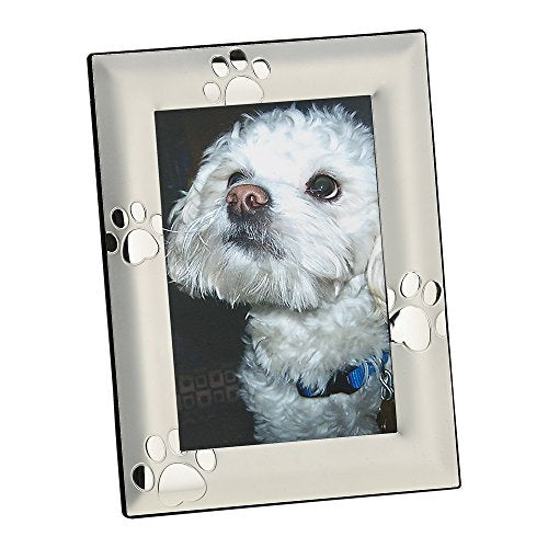 Creative Gifts International 24159 Puppy Paw Print Picture Frame, Silver, 5" x 7"-P