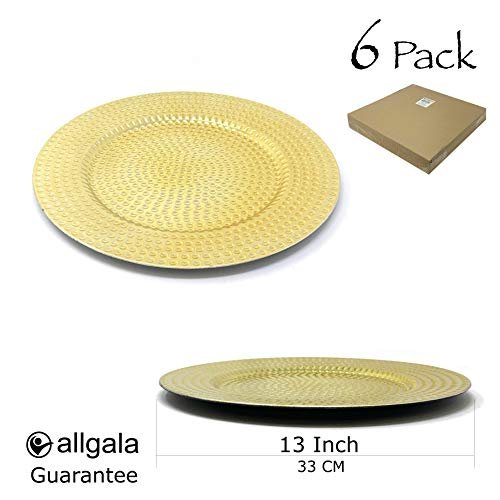 allgala Heavy Quality Round Charger Plates - Elegant Gold Chargers for Dinner Plates