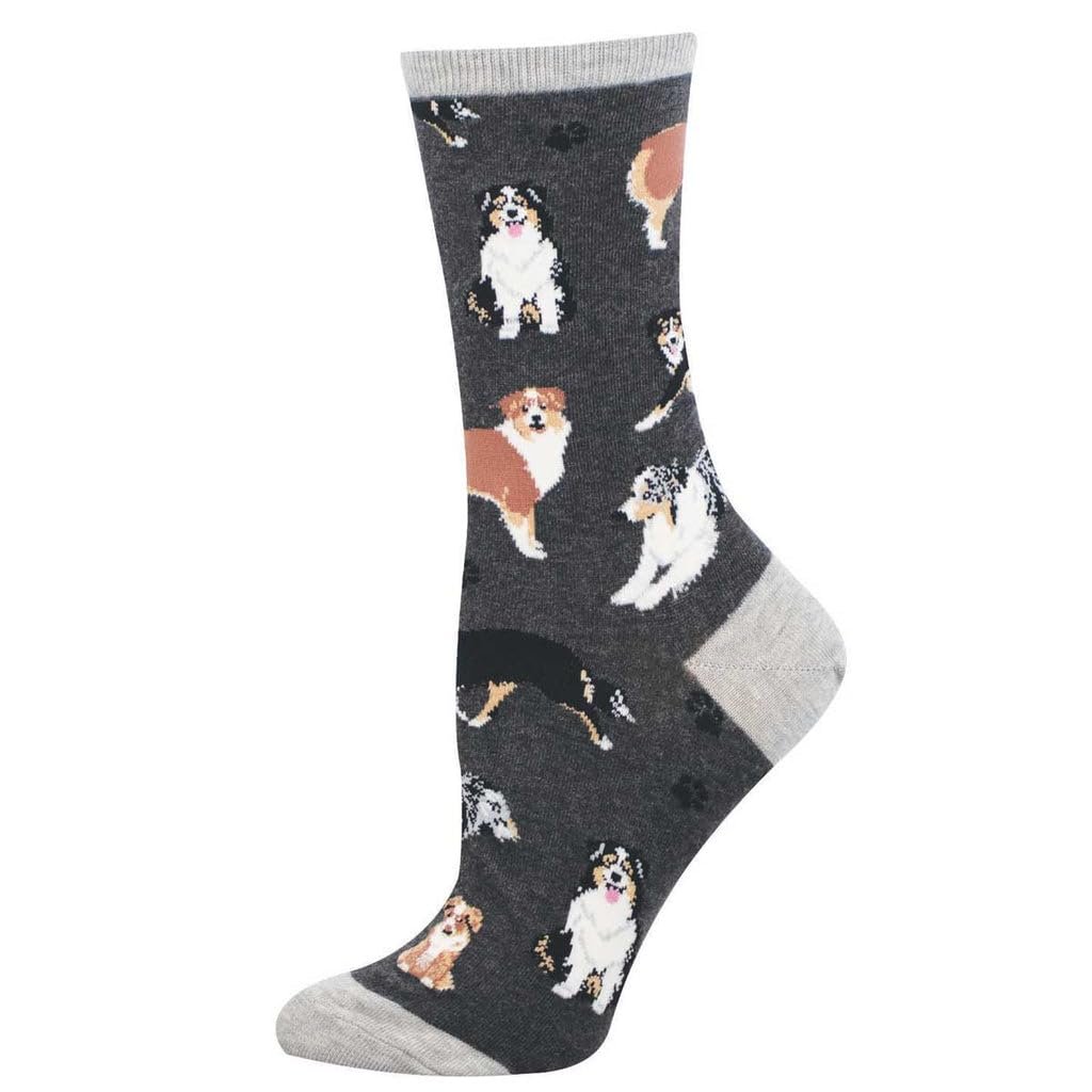 Socksmith Women's Aussies Crew Socks, Charcoal Heather