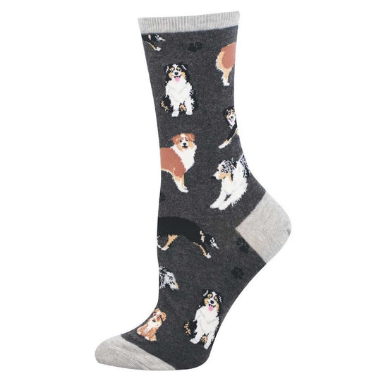 Socksmith Women's Aussies Crew Socks, Charcoal Heather