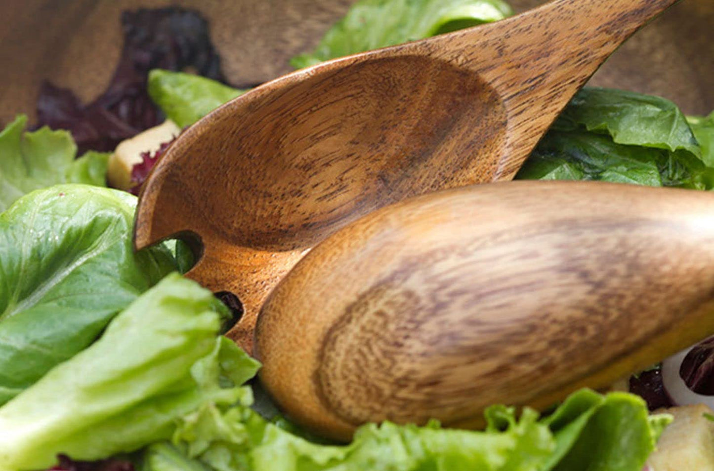 Pacific Merchants Acacia Wood, 12” Fork & Spoon Serving Set