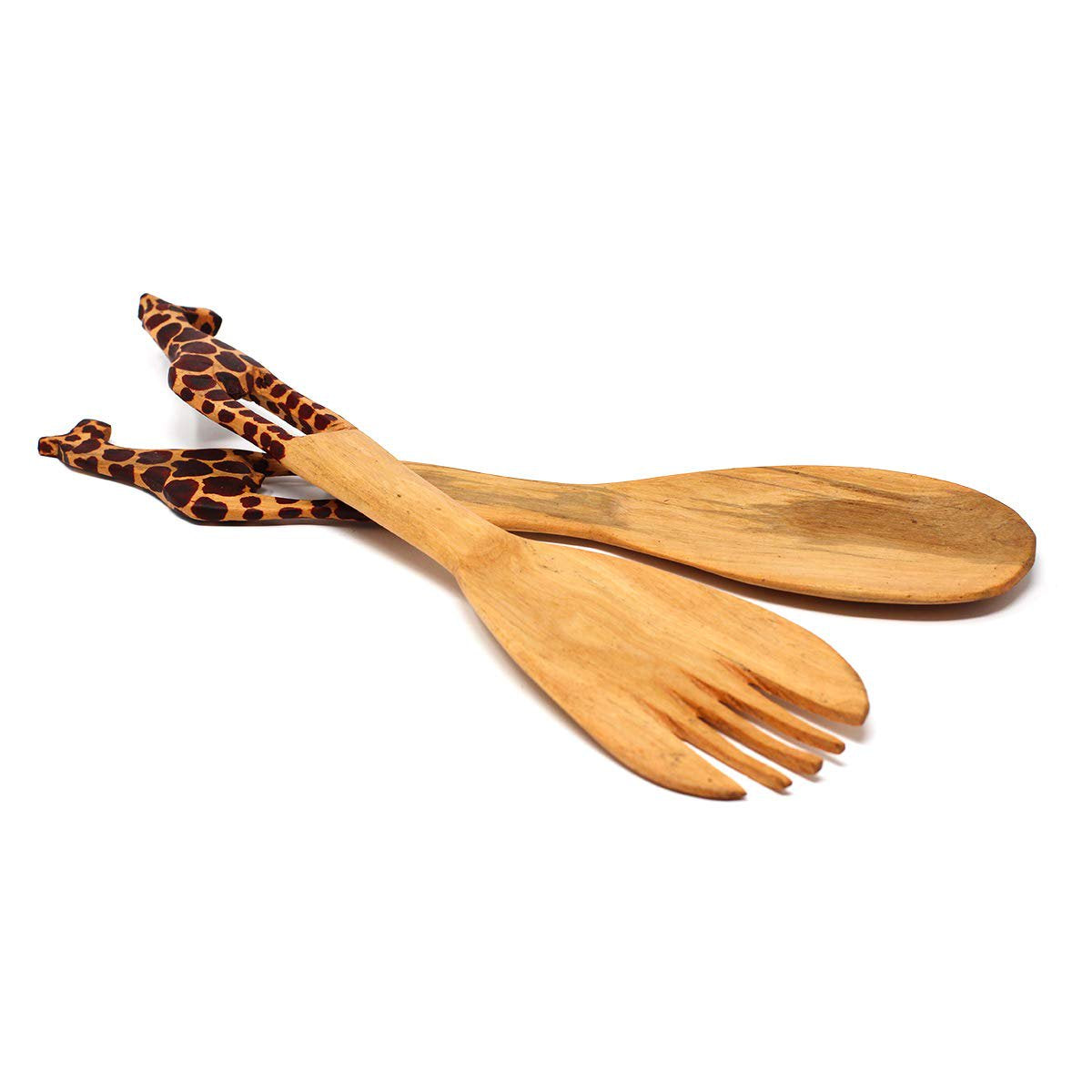 Global Crafts Hand Carved Salad Serving Set