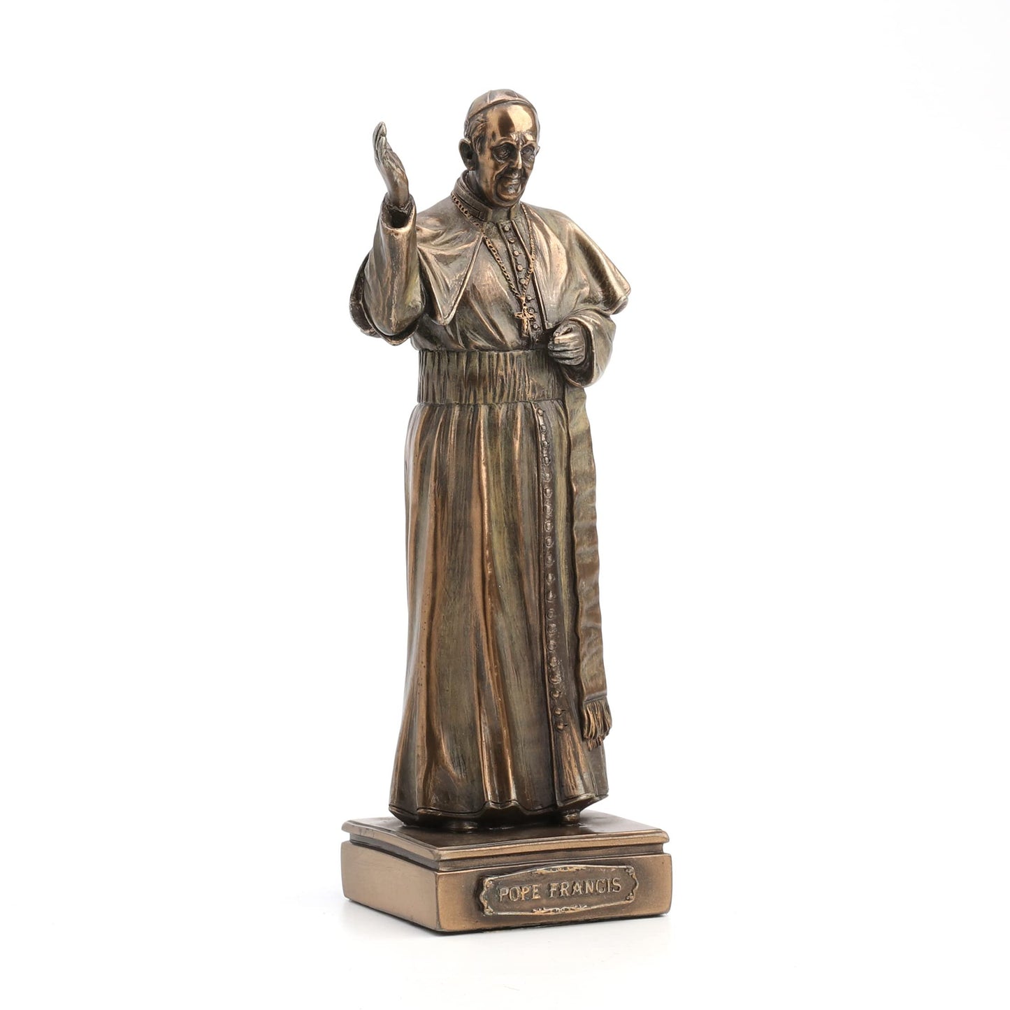 11 Inch Pope Francis Cold Cast Decorative Figurine, Bronze Color