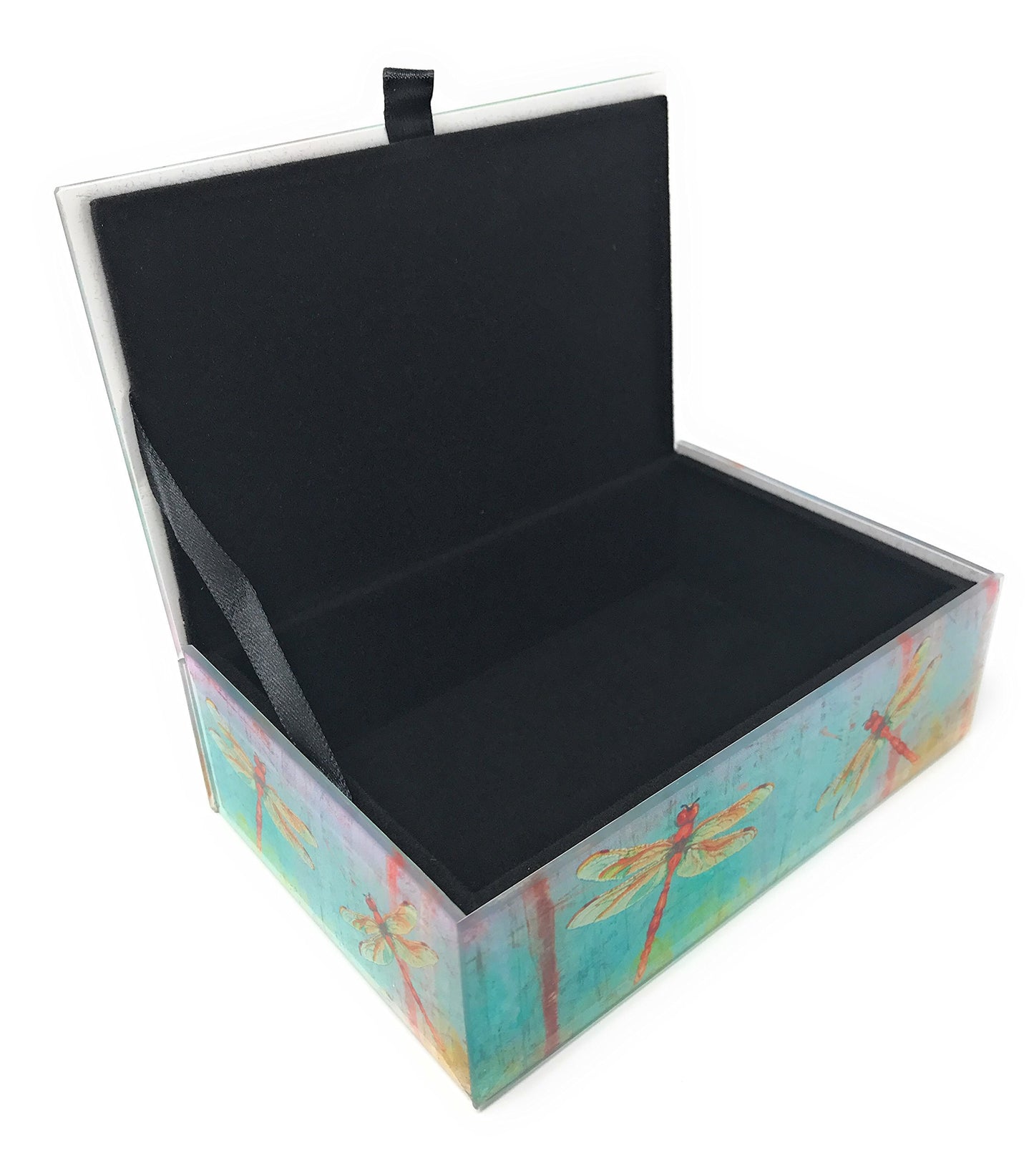 Glass Keepsake Jewelry Box (Watercolor Dragonfly)