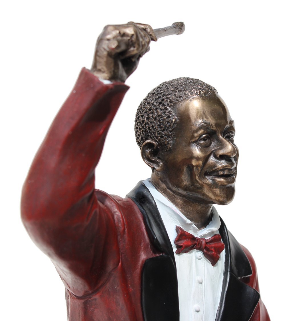 US 10.75 Inch Drum Player Cold Cast Decorative Figurine, Bronze Color