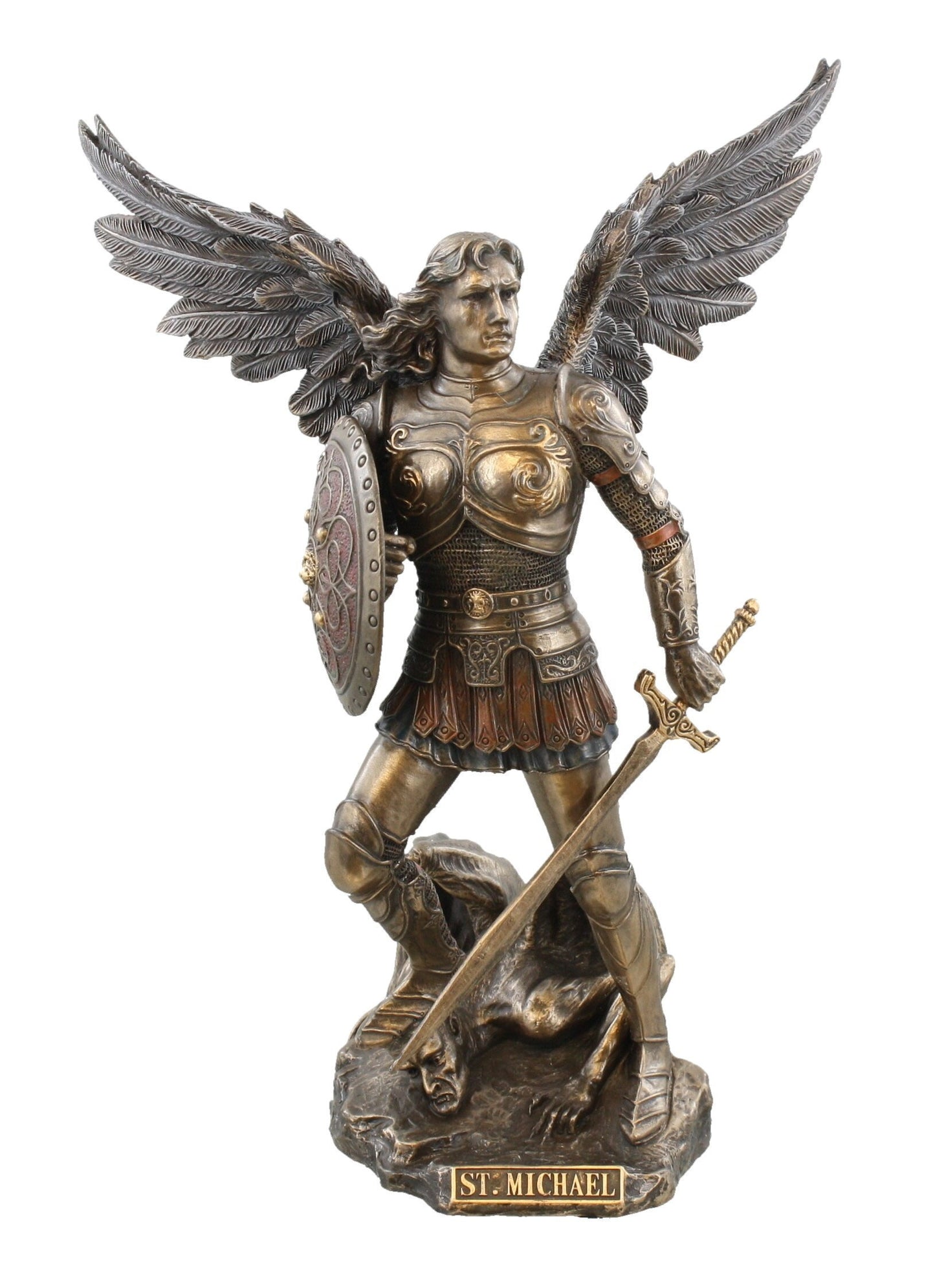 Studio Collection St. Michael with Sword and Shield - 9" Tall - Bronze Color