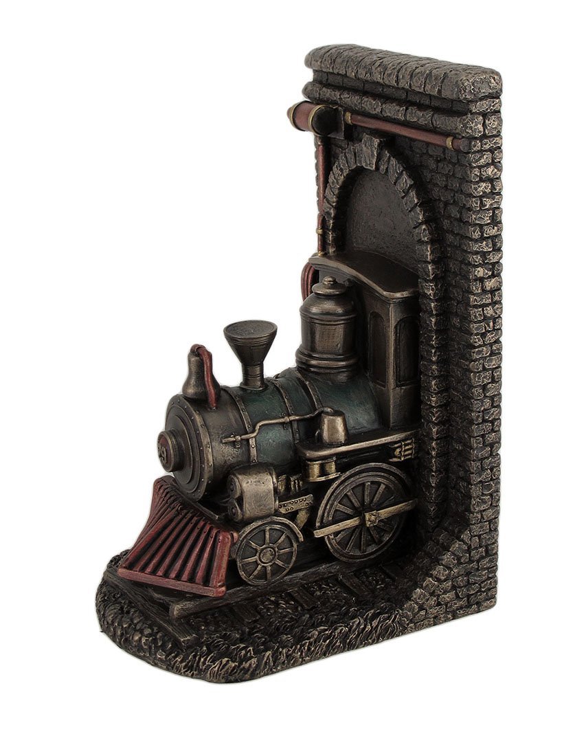 Steampunk Steam Locomotive Bronze Finished Single Bookend