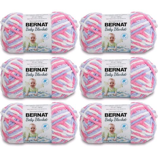 BERNAT Baby Blanket Yarn, 3.5oz, 6-Pack (Pink/Blue)
