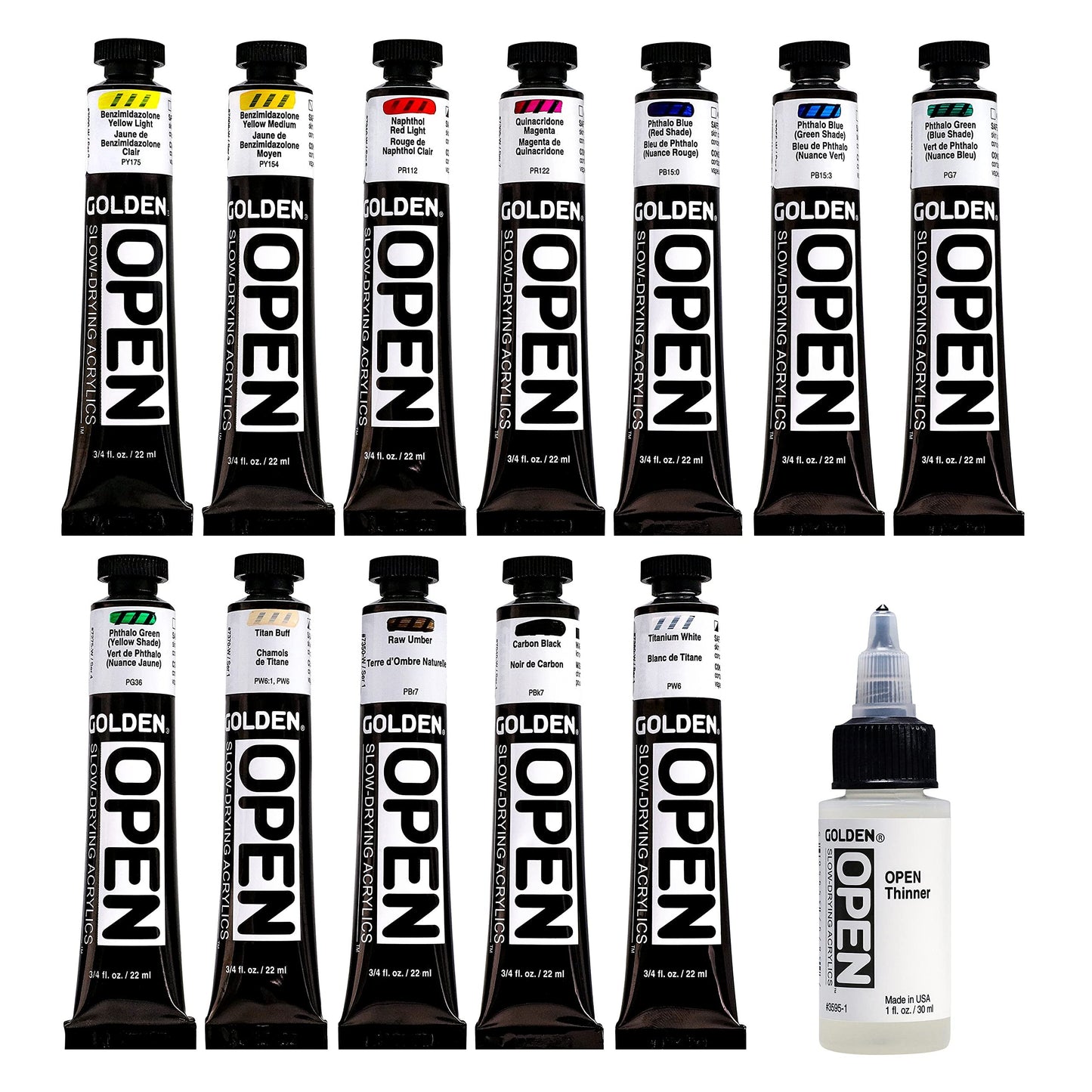 OPEN Slow-Drying Acrylics by GOLDEN, Intro, Landscape & Mixing Set, Professional Acrylic Paint