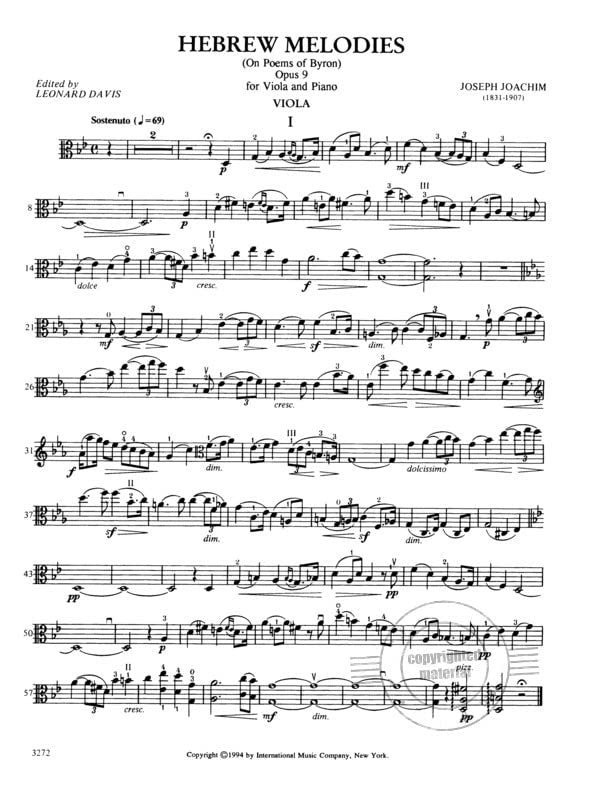 Joachim, Joseph - Hebrew Melodies (On Poems of Byron), Op 9 - Viola and Piano - edited by Leonard Davis - International [Sheet music] [Sheet music] [Sheet music] [Sheet music] [Sheet music] [Sheet music] [Sheet music] [Sheet music] [Sheet music] [Sheet...