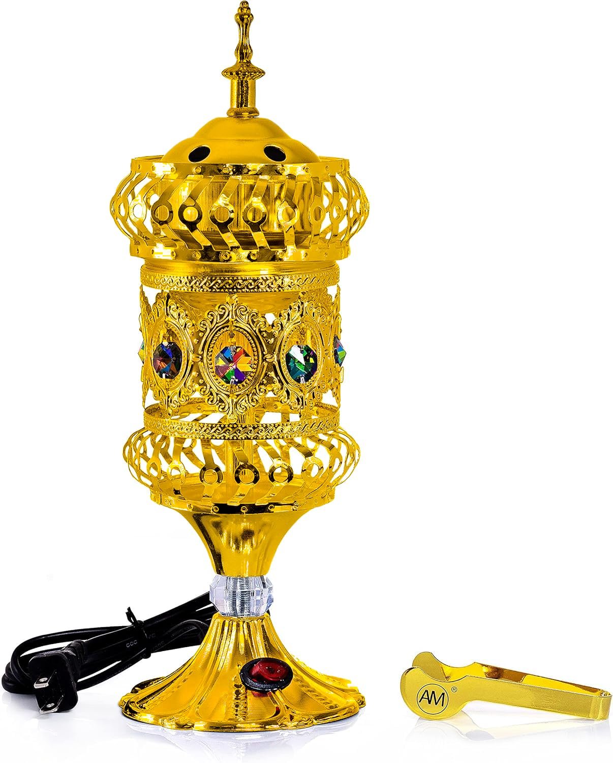 ATTAR MIST Electric Incense Burner - Oud Frankincense Resin Burner Intricate Carousel Large Mabkhara