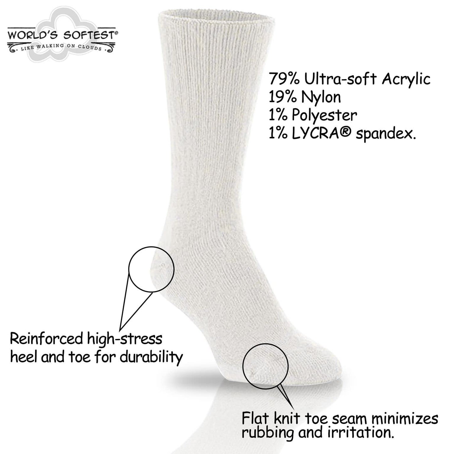 World's Softest Classic Crew Socks - Ultra Soft Crew Socks for Women and Men
