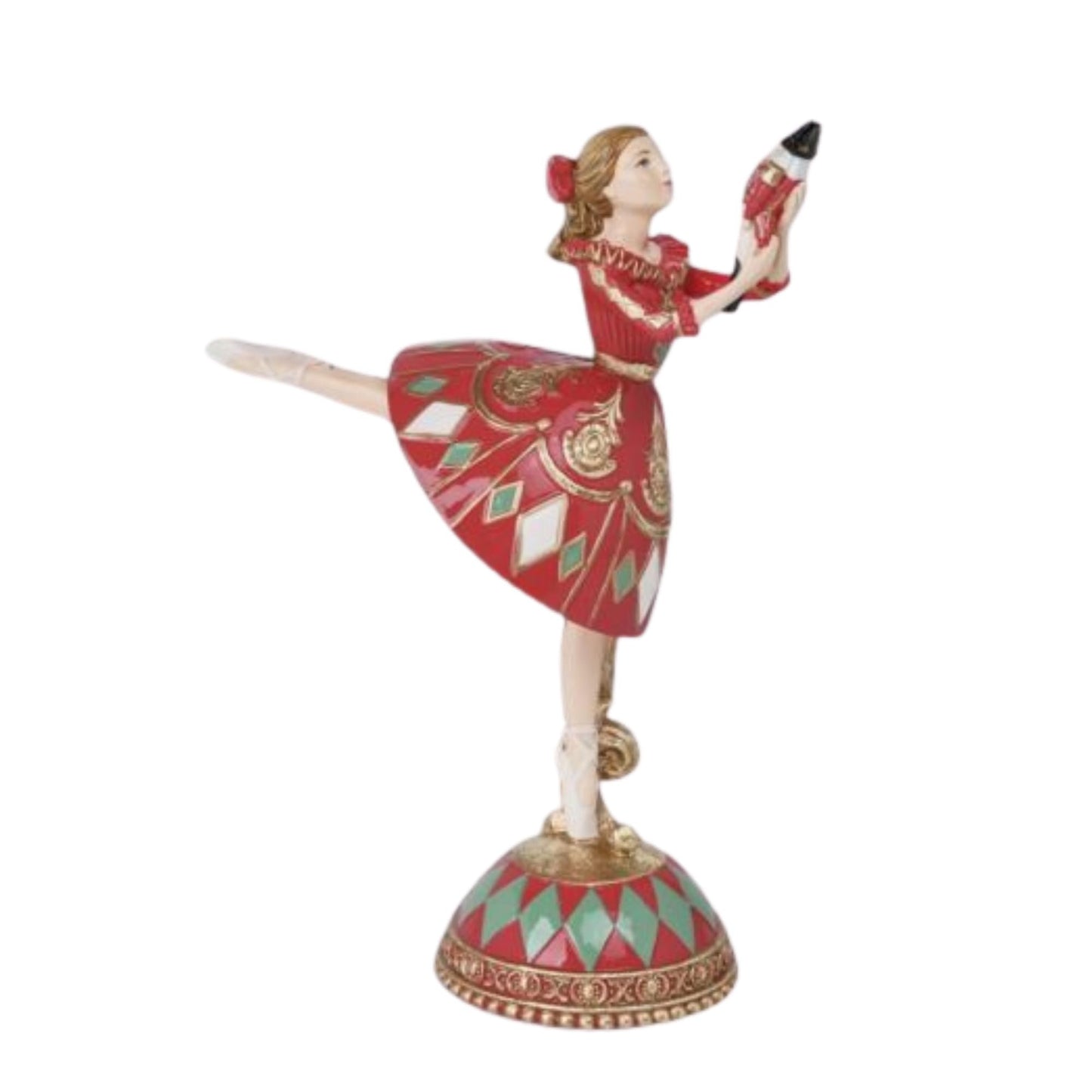 December Diamonds 8.5-Inch Clara on Drum Figurine – Handcrafted Nutcracker Ballet Christmas Decoration – Elegant White and Gold Holiday Collectible