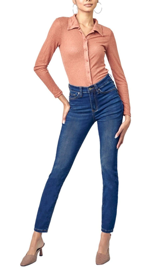 Kan Can HIGH Rise Dark WASH Super Skinny Jeans KC5002D