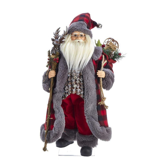 Kurt Adler Kringle Klaus Santa Figure, 18-inches Height, Red and Gray, Polyester, Holiday Decoration