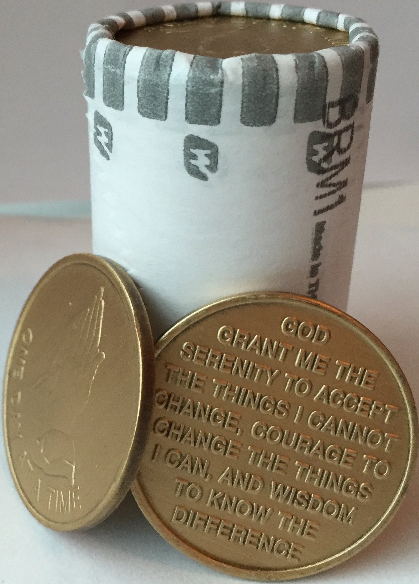 Bulk Lot of 25 Praying Hands One Day At A Time Bronze Medallions Serenity Prayer Chips