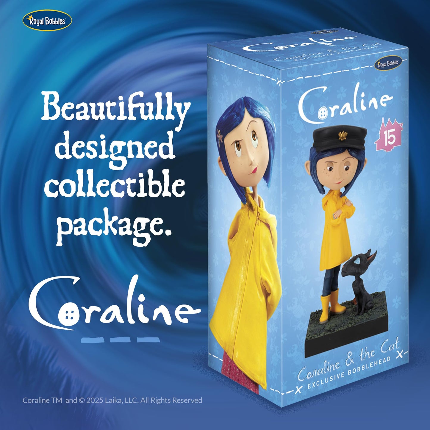 Royal Bobbles Coraline with The Cat – 6.5 Inches Tall – Collectible Bobblehead Statue