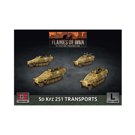 Flames of War Late War German SdKfz 251 Transports 4X Plastic Halftracks GBX152