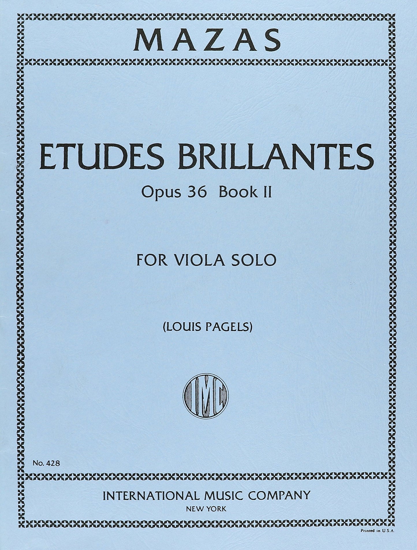 Mazas Jacques Fereol Etudes Brillantes, Op. 36, Book 2 - Viola solo - by Louis Pagels International