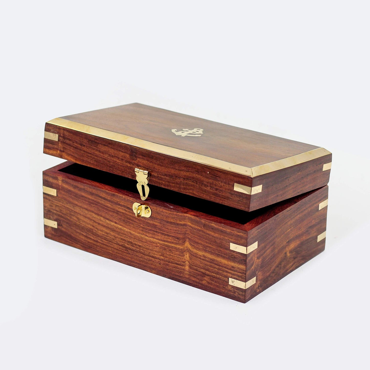 Nagina International Wooden Chest Featuring a Pirate's Anchor: A Perfectly Crafted Box for Jewelry and Decorative Storage