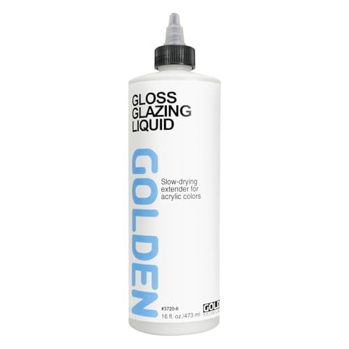 Gloss Glazing Liquid by GOLDEN, 16 fl. oz. Bottle, Professional Acrylic Medium, Transparent